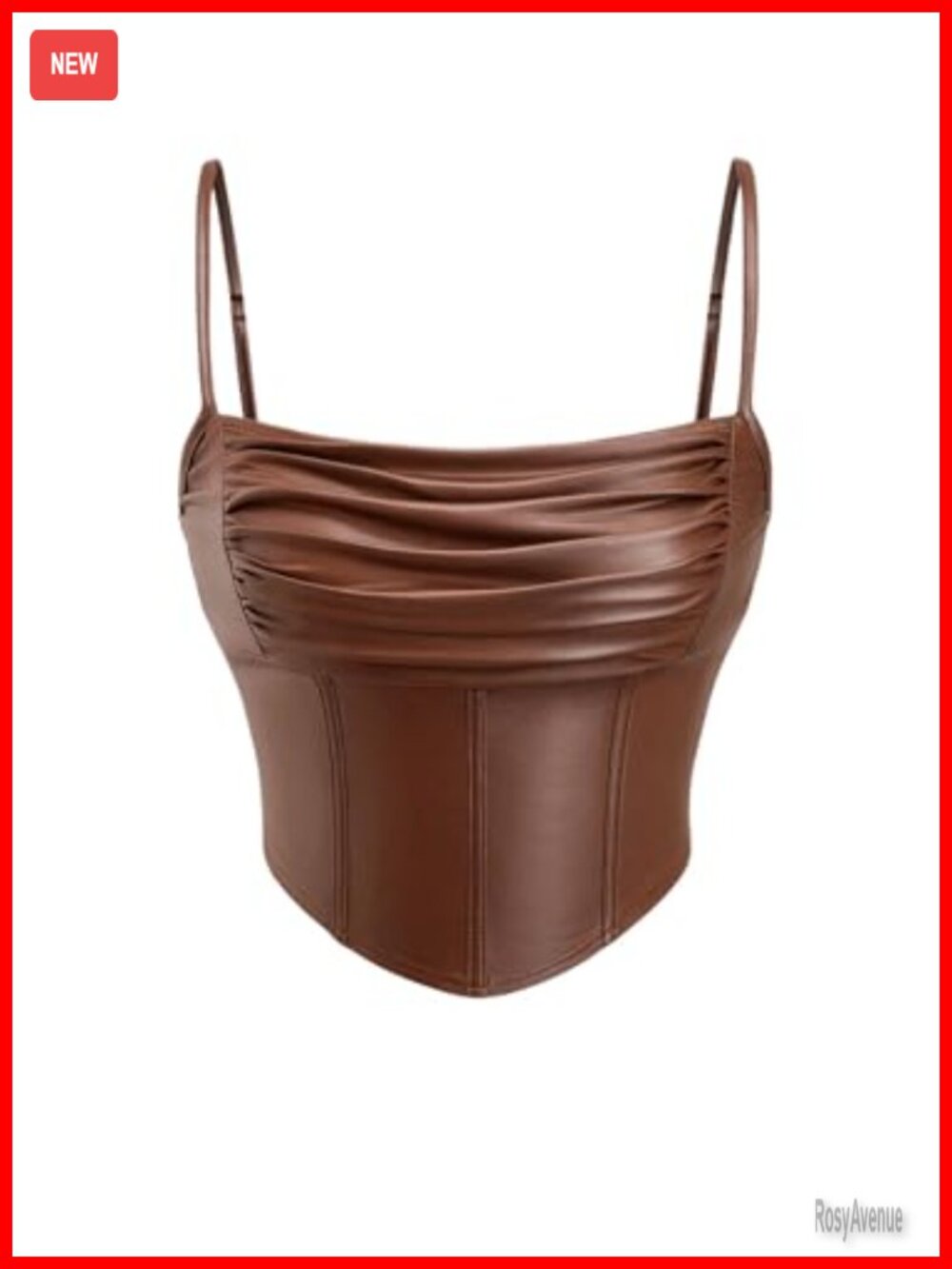 Faux Leather Bustier Top Ruched Corset Crop Cami Y2K Club Party